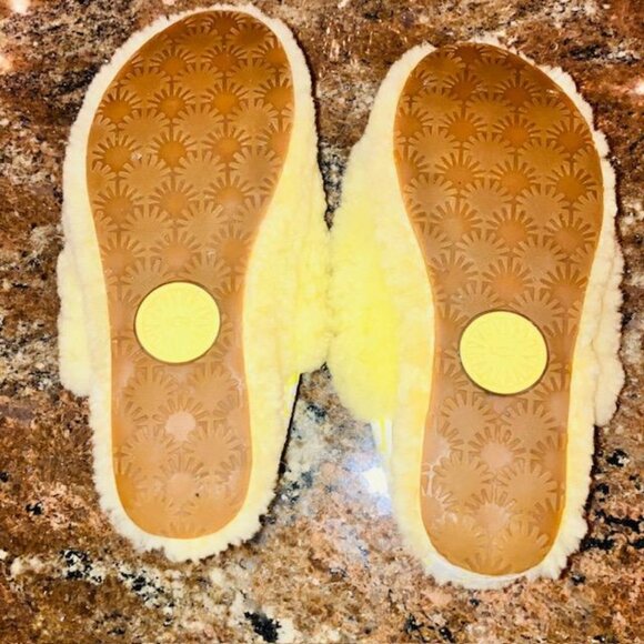 💛 UGG Fluff Yeah Chunky Wedge Slippers Slides Sandals Sz 7 NEVER WORN OUTSIDE - Picture 8 of 11